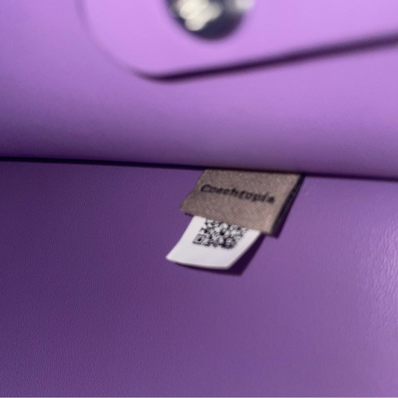 COACH Coachtopia Purple Orange Cloud Handle Tote Leather CT383 Crossbody NWOT - Picture 12 of 16